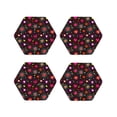 thumbnail image 1 of KLL doodle hearts Drink Coasters Set of 4,PU Leather Absorbent Coasters Set Decorative Coffee Cup Coasters Housewarming Gift for Home Decor-Hexagon, 1 of 6