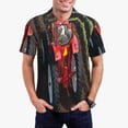 thumbnail image 1 of KLL farm work Print Men's Short Sleeve Golf Polo,Three-Button Polo Shirts Summer Fashion Golf Shirt-Large, 1 of 6