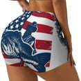 thumbnail image 1 of KLL fisherman fishing with USA flag Pattern Workout Shorts for Women Scrunch Short Gym Yoga Running Sport Active Exercise Fitness Shorts-Small, 1 of 8