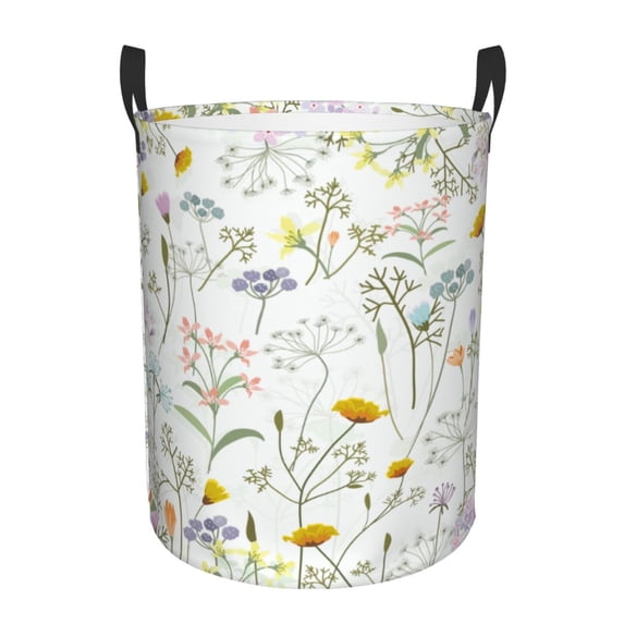 KLL flower and leaf Waterproof Foldable Laundry Hamper Bucket with Handles for Storage Bin,Kids Room,Home Organizer-Small