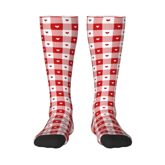 KLL geometric with hearts Print Cool Socks Men's Women's Crew Socks Funny Crazy Novelty Stockings