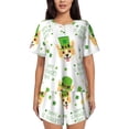 thumbnail image 1 of KLL happy dog. St. Patricks Day Print Pajama Set for Women Short Sleeve Sleepwear Pjs Soft 2 Piece Lounge Sleepwear Sets-Large, 1 of 6