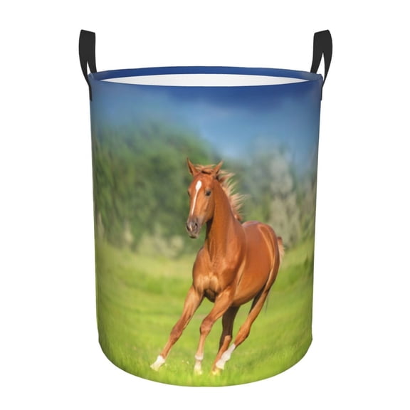 KLL horse running freely Waterproof Foldable Laundry Hamper Bucket with Handles for Storage Bin,Kids Room,Home Organizer-Small