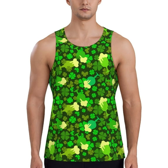 KLL leaves and glasses of bee Print Men's Muscle Gym Workout Stringer Tank Tops Bodybuilding Fitness T-Shirts Tank Tops Men-3X-Large