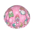 thumbnail image 1 of KLL pink Holiday Joy Pattern Shower Cap & Bath Cap for Women,Reversible Oversized Waterproof Shower Caps for all Hair Lengths,Elastic Reusable Bathing Hair Cap, 1 of 6