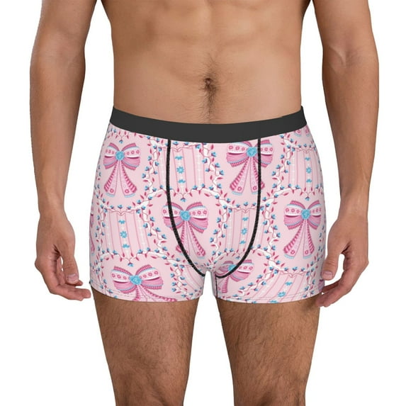 KLL pink bows Men's Cotton Boxer Briefs Underwear-Large