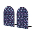 thumbnail image 1 of KLL purple Skull flower Print Wood Book Ends for Shelves,1 Pair Wood Bookends Book Holder Stand Decorative, Book Stoppers for Heavy Duty Books CD File Video Games, 1 of 8