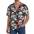 thumbnail image 1 of KLL rock record Skull artist Print Men's Shirt Short Sleeve Button Down Summer Cuba Beach Shirts- XX-Large, 1 of 5