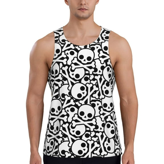 KLL skull pirate Print Men's Muscle Gym Workout Stringer Tank Tops Bodybuilding Fitness T-Shirts Tank Tops Men-XX-Large