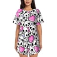 thumbnail image 1 of KLL skull with hearts Print Pajama Set for Women Short Sleeve Sleepwear Pjs Soft 2 Piece Lounge Sleepwear Sets-X-Large, 1 of 6