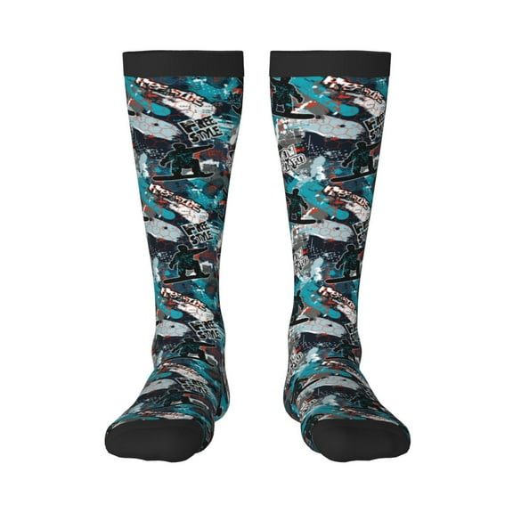 KLL snow board colorful Print Cool Socks Men's Women's Crew Socks Funny Crazy Novelty Stockings