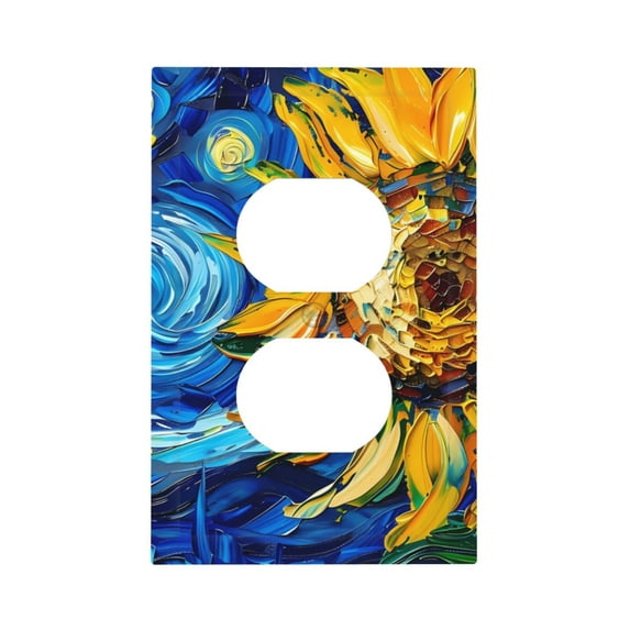 KLL vintage Starry Sunflower Pattern Electrical Outlet Covers, 3" x 5" 1 Pack Electric Receptacle Plug Covers for Decorator Receptacle Outlet & Switch-Style S