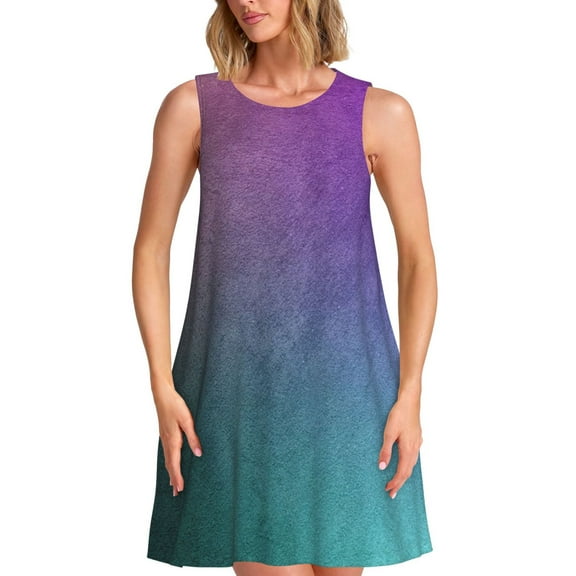 KLL vintage dark paint Pattern Womens Summer Dresses 2025,Loose Round Neck Sleeveless Sundresses Tank Dresses with Pockets