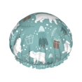 thumbnail image 1 of KLL whiter Snow bear Print Pattern Shower Cap & Bath Cap for Women,Reversible Oversized Waterproof Shower Caps for all Hair Lengths,Elastic Reusable Bathing Hair Cap, 1 of 6