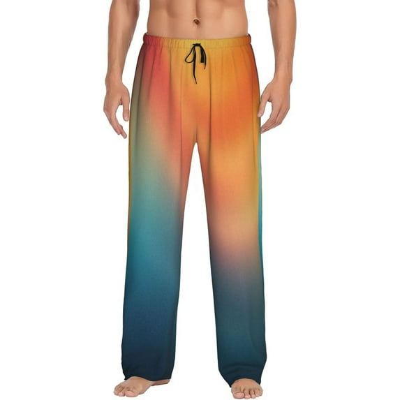 KLL yellow orange and teal Mens Pajama Pants for Men,Mens Lounge Pants,Funny Gifts for Men,Men's Pajama Bottoms-X-Large