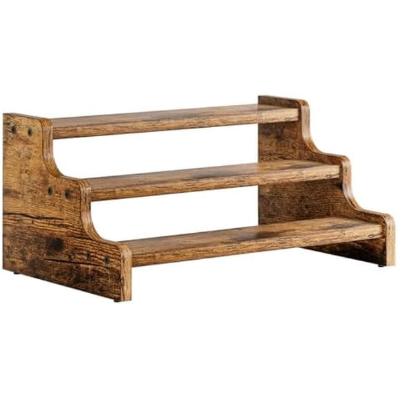 KLM 3-Tier Spice Rack, 13.8 Inch Wood Step Shelf Countertop Spice Storage Holder, Kitchen Pantry Cabinet Organizer Cupboard for Spice Bottles, Jars, Seasonings, Baking Supplies,Bathroom Organizer$$