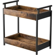 KLM Countertop Coffee Station Organizer, 2 Tier Wooden Shelf for Coffee Bar Accessories, Condiment Storage Caddy for Kitchen, Bathroom Counter Organizer, Home, Office