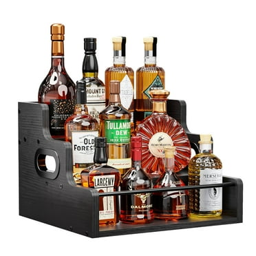 KLM 3-Tier Retro Bar Liquor and Wine Rack, Countertop Organizer