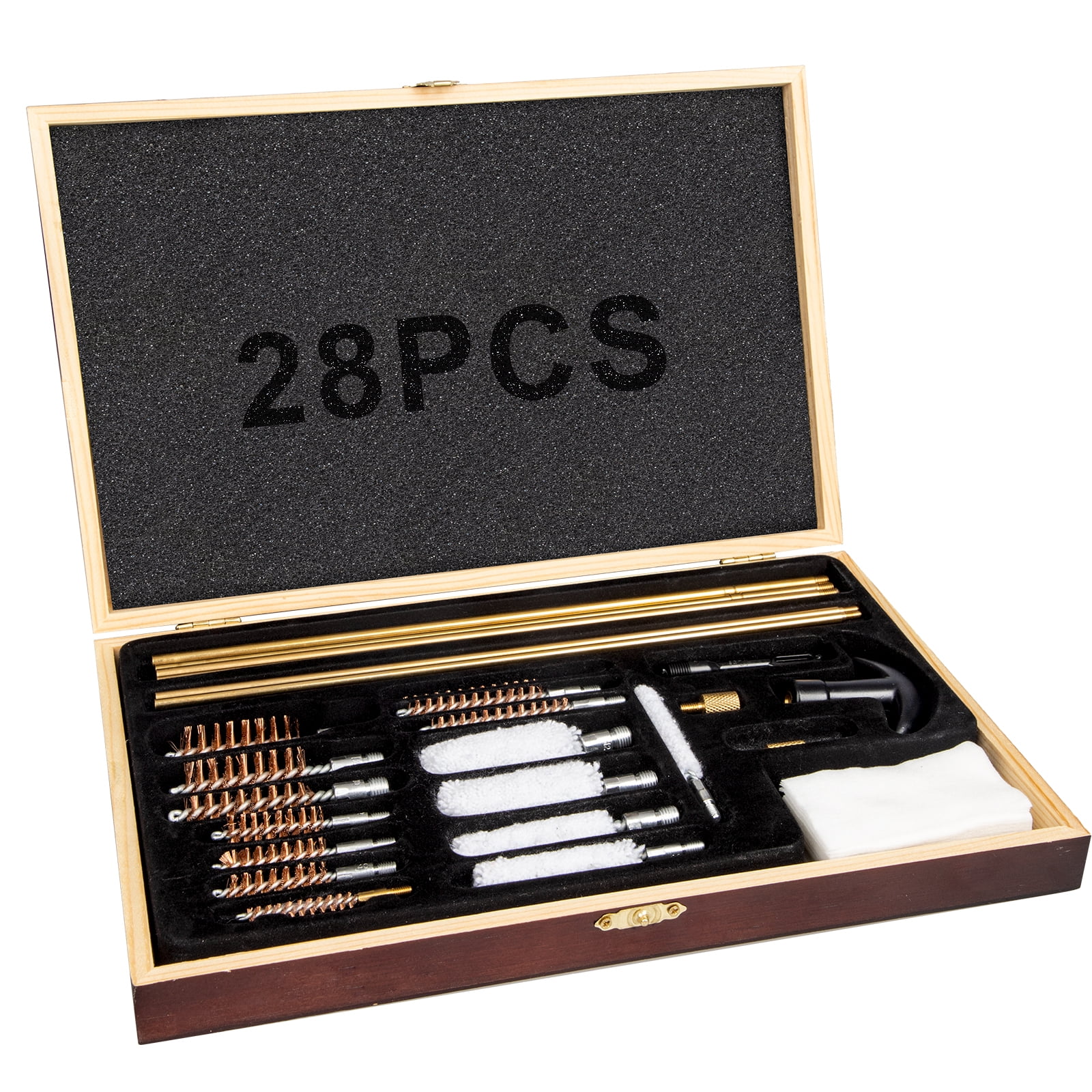 KLOLA Gun Cleaning Kit With Wooden Case Universal Gun Clean Kit For Pistol Handgun Shotgun