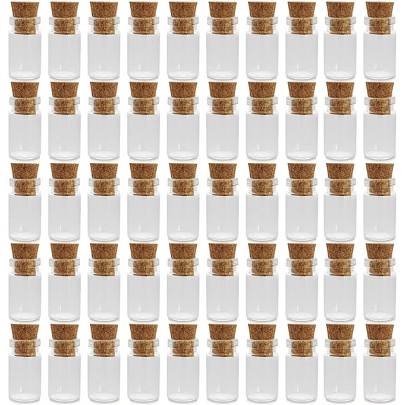KLOOYO Clear Glass Mini Bottles with Cork for Crafts Decorations and Party Favors 50 Count