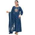 thumbnail image 1 of KLOSIA Women Embroidery Solid Anarkali Kurta and Pant Set with Dupatta - Indian Ethnic Traditional Wear Anarkali Kurta Set, 1 of 7