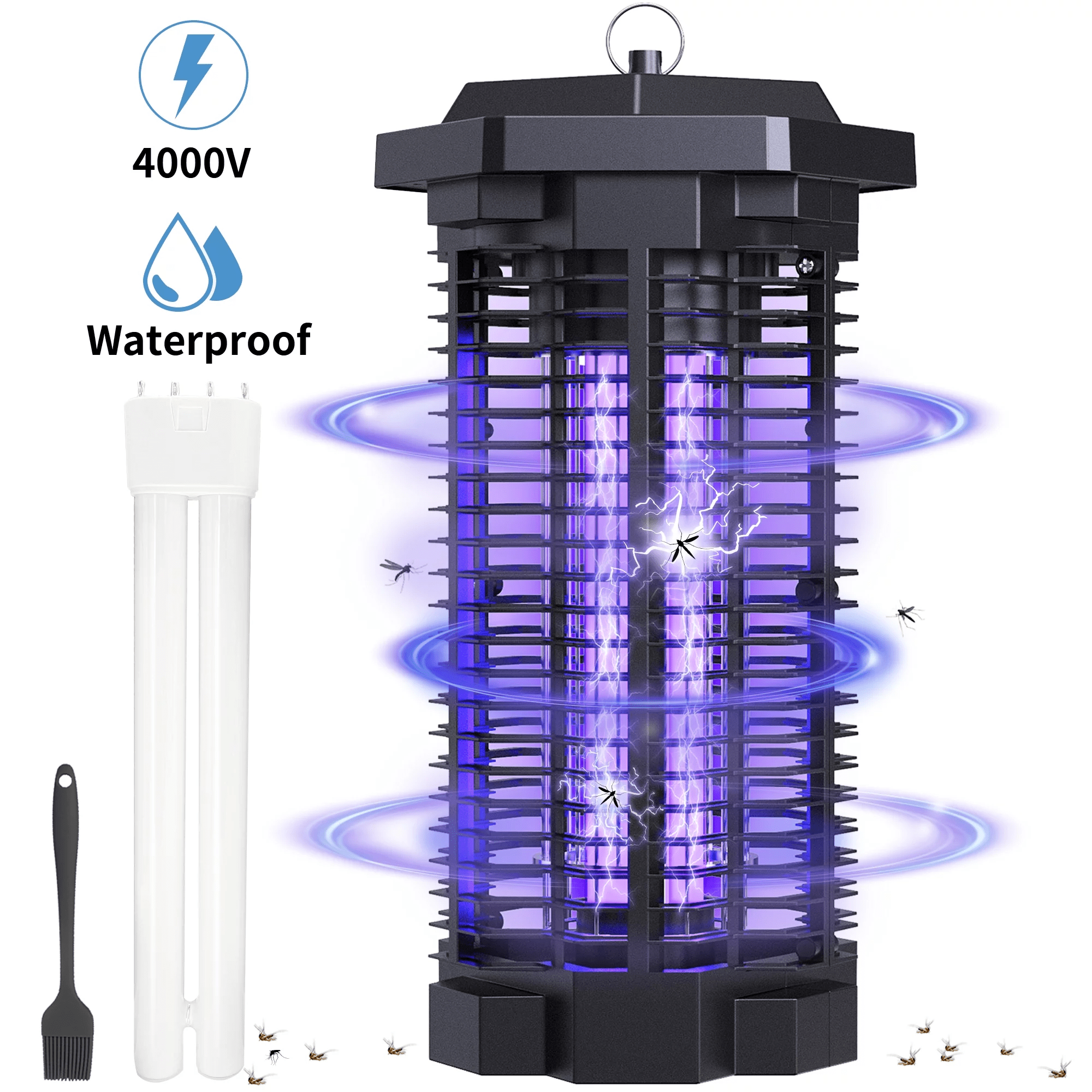 KLOUDIC Bug Zapper 4000 Volt Waterproof Electric Mosquito Killer Trap mosquito repellent outdoor for Home Backyard Patio Garden, Black