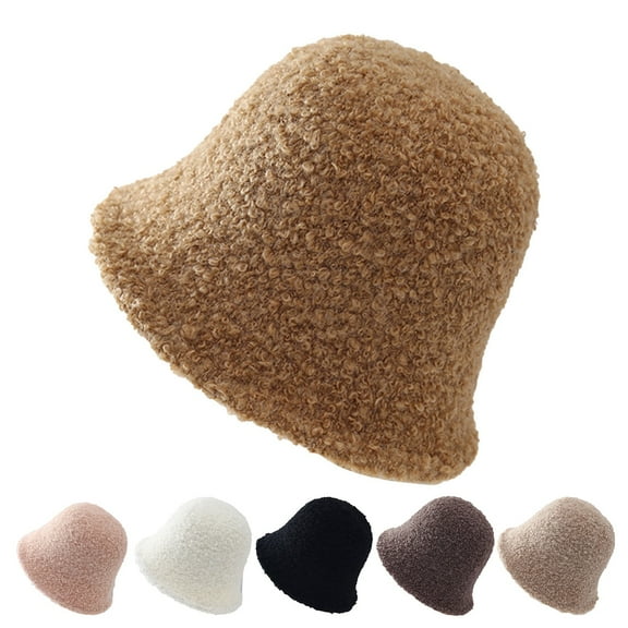 KLOY2K Bucket Hats for Woman Winter Fuzzy Unisex Bucket Hat with Ear Flaps for Outdoor Travel, Sports, and Skiing,Khaki,One Size