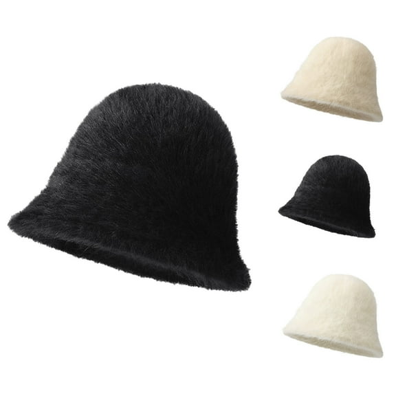 KLOY2K Bucket Hats for Woman Women Winter Bucket Hat Warm Hats Cloche Fisherman Cap Solid Color Warm Cap,Khaki,One Size