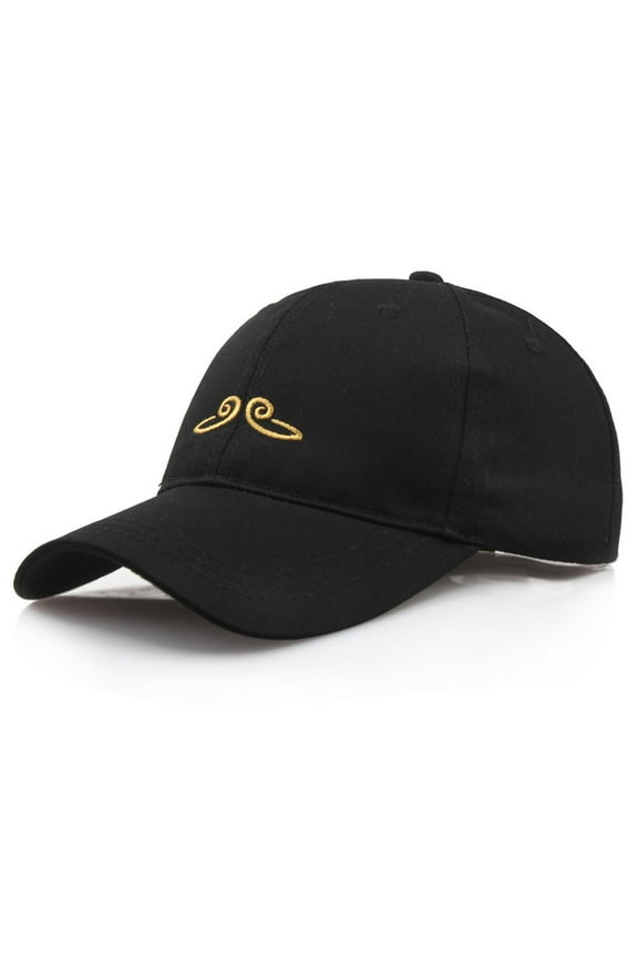Elegant Unisex Curved Brim Baseball Cap with Shimmering Gold Hoop Accent for Fashion-Conscious Couples and Young Adults,Black,One Size