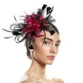 thumbnail image 1 of KLOY2K Fascinators Hats for Women Flower Mesh Ribbons Feathers on A Headband And A Clip Tea Party Hats for Women Hot Pink, 1 of 8