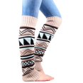 thumbnail image 1 of KLOY2K Leg Warmers Women Striped Velvet House Socks with Advanced Thermal Plush Interior and Comfort-Focused Design for Home Living,Beige,One Size, 1 of 4