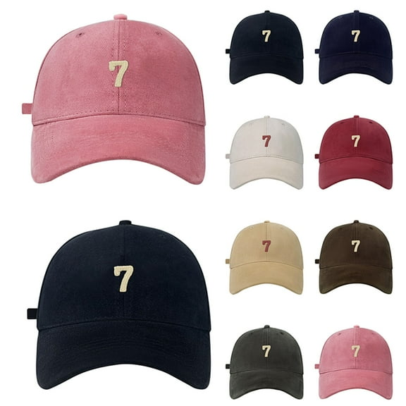 KLOY2K Numeric "7" Print Duck Bill Baseball Cap with Soft Top Construction and Generous Fit for Spring-Summer Fashion,Black,One Size