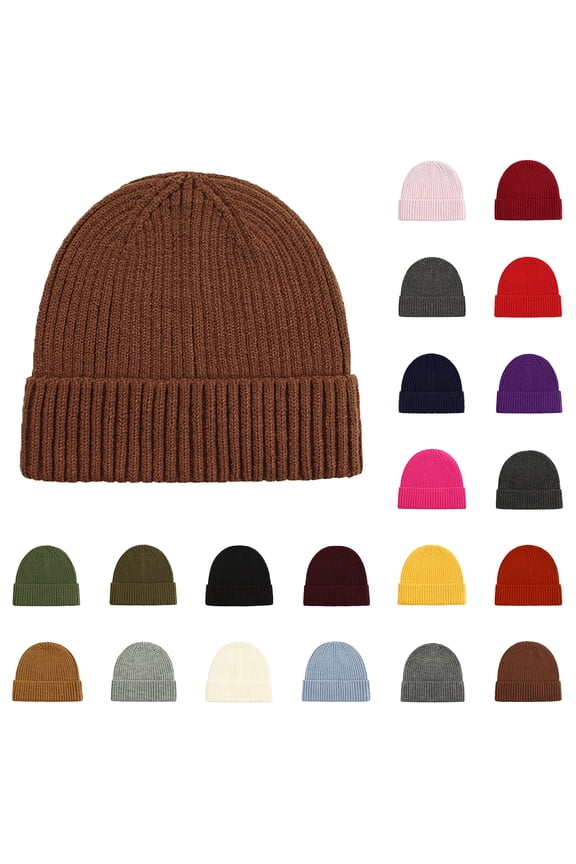 Soft Blend Yarn Beanie Cozy Hand-Knitted Style Beanie with a Refined Plain Cuff Design - Unisex Winter Cap Crafted from Hypoallergenic Soft Yarn,Navy,One Size