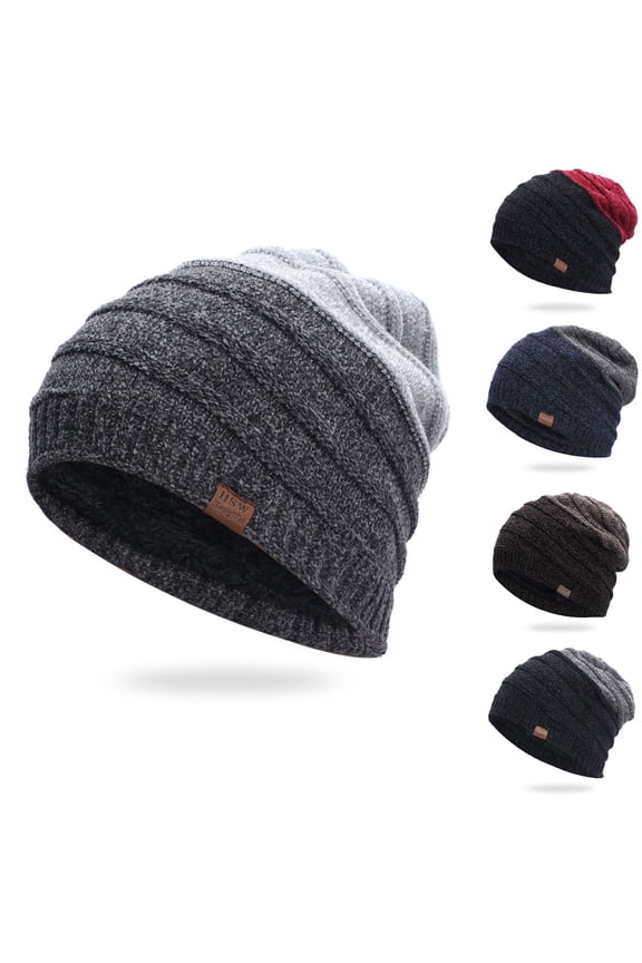 Ultra Warm Knit Beanie Seamless Thermal Knit Beanie with a Comfortable Skull Cap Fit - Unisex Design with a Plush, Warm Interior Lining,Coffee,One Size
