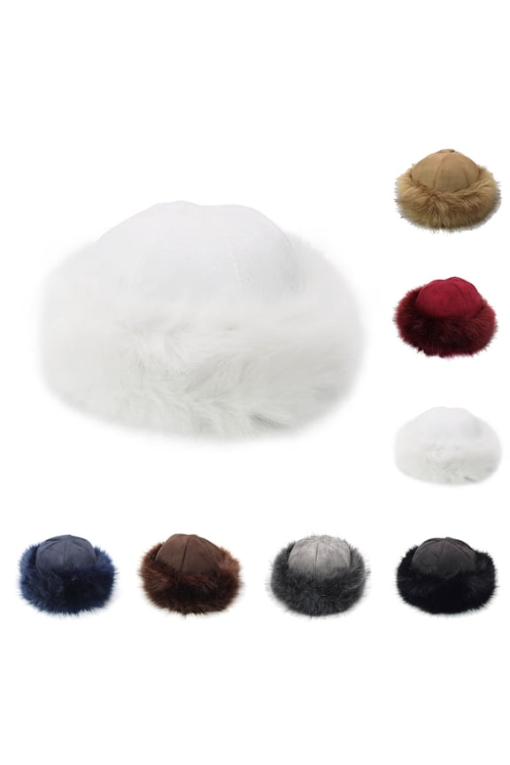 Unisex Faux Fur Trapper Hat, Ethnic Style Winter Hat for Cold Climate, Christmas Holiday, Gift Idea Navy Universal Fit