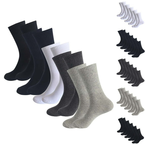 KLOY2K Winter Socks for Men Thermal 5-Pack Breathable Cotton Sports Socks - Cushioned Sole Men's Solid Color Athletic Stockings,Grey,One Size