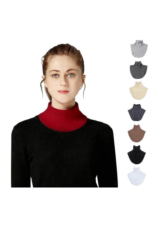 Women's Detachable Faux Collar, Ribbed Knit Dickey Neck Warmer for Sweaters, Warm Beige M