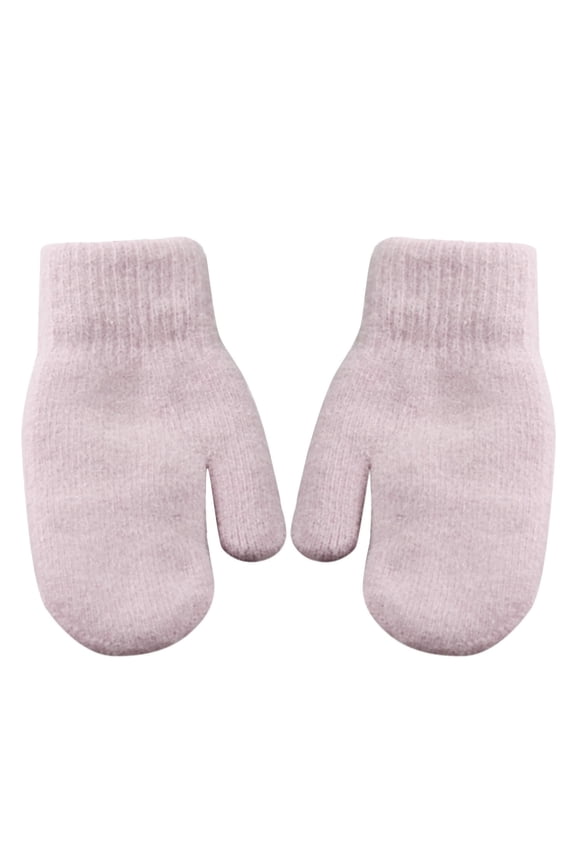 Women's Double Layer Mittens - Cute Stretchy Soft Thickened, Solid Color Cold-Resistant Gloves for Autumn Winter Riding-Winter Gloves,Khaki,One Size