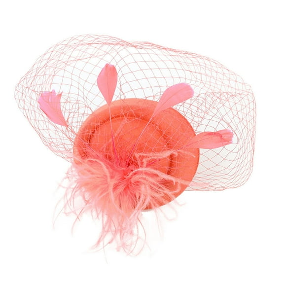 KLOY2K Women's Feather Fascinators Hat - Hair Pin Cocktail Headwear Pillbox Style-Fascinators Hats for Women,Orange,One Size