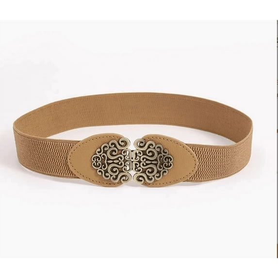 KLOY2K Women's Leather Belts Alloy Flower Buckle Waist Belt for Jeans Dresses Casual Accessories, Brown One Size