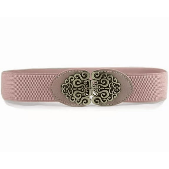 KLOY2K Women's Leather Belts Alloy Flower Buckle Waist Belt for Jeans Dresses Casual Accessories, Pink One Size