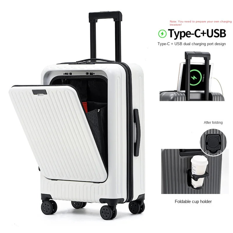 KLQDZMS Laptop Luggage USB Charging Zipper Boarding Case 24"26 Inch PC