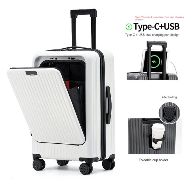 KLQDZMS Laptop Luggage USB Charging Zipper Boarding Case 24"26 Inch PC