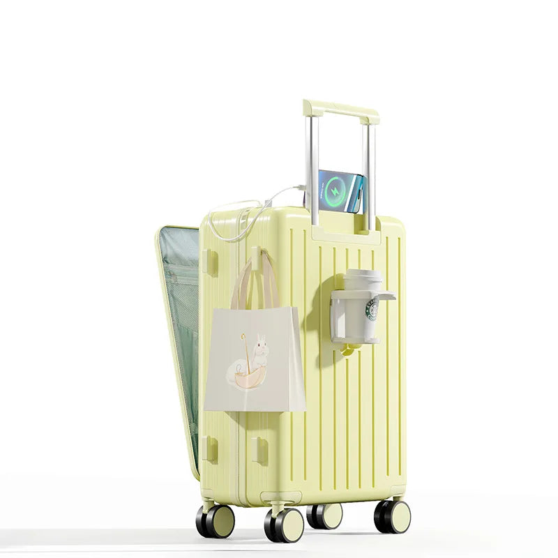KLQDZMS New Suitcase PC Multifunction Trolley Case Front Opening