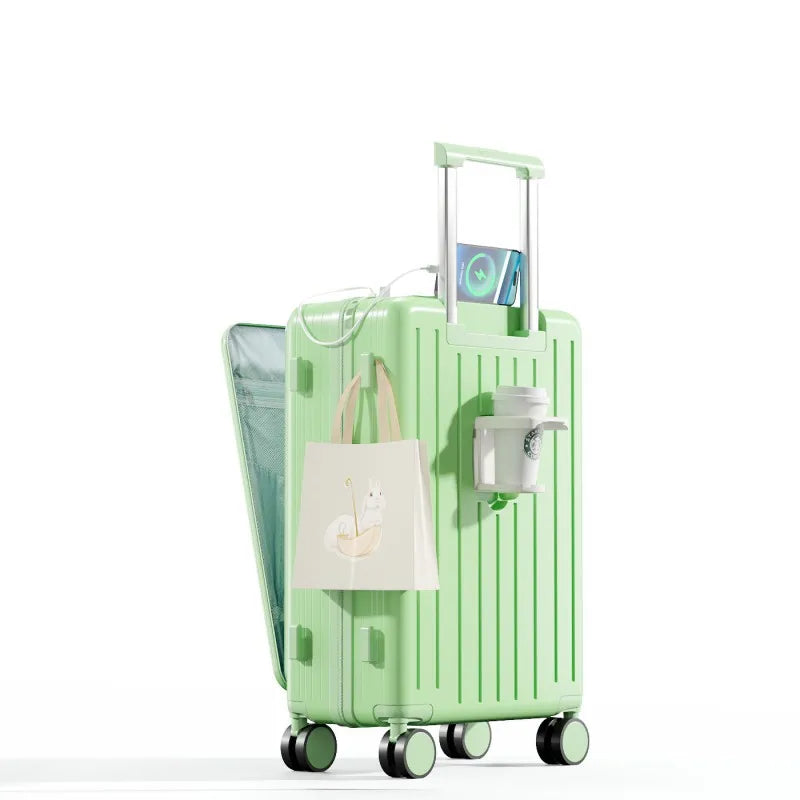 KLQDZMS New Suitcase PC Multifunction Trolley Case Front Opening