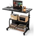 thumbnail image 1 of KLSMYHOKI Storage Portable Adjustable Height Desk, 32 Inch Black Rolling Computer Desk for Home Office Small Study Spaces, 1 of 8