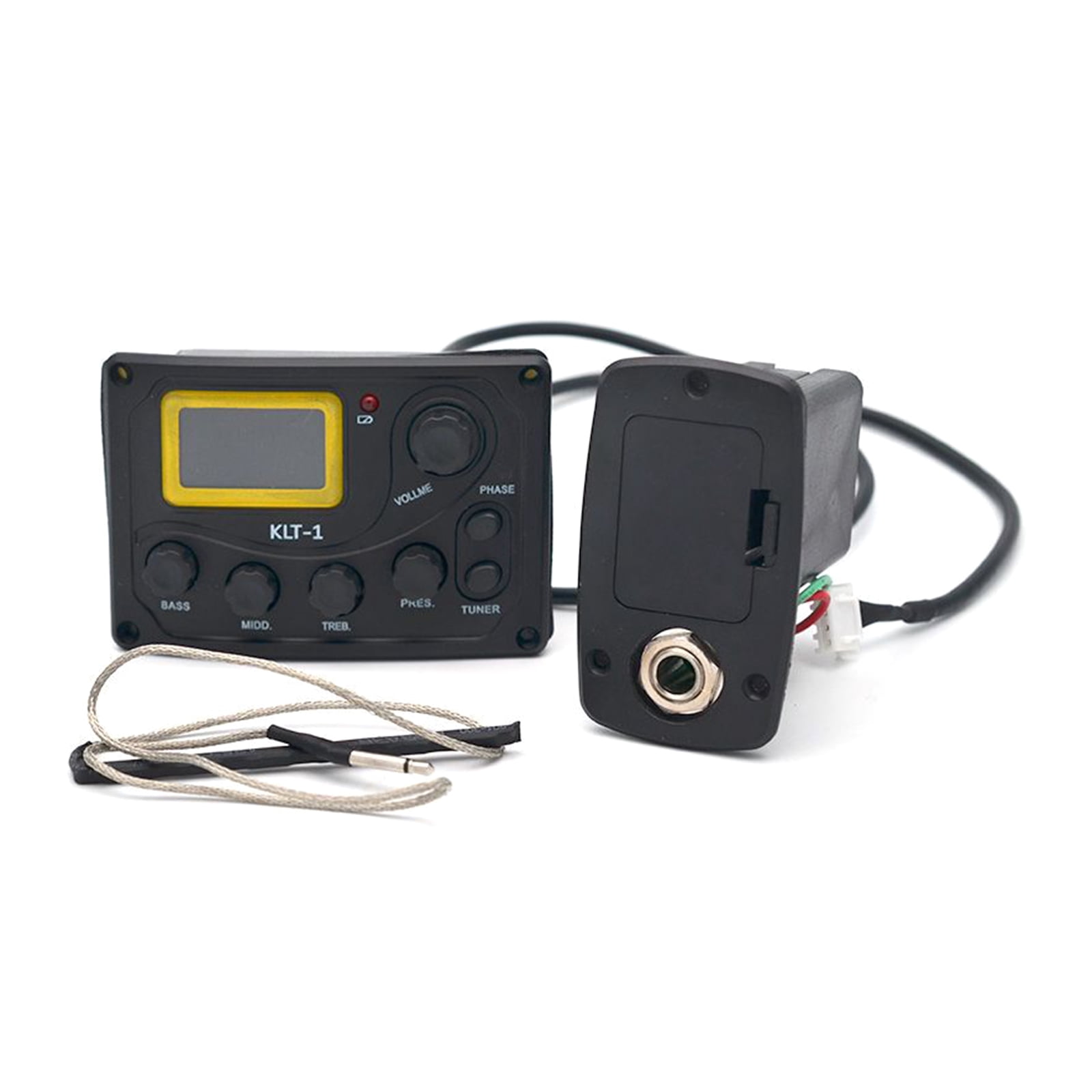 KLT-1 4 Bands Acoustic Guitar Piezo Pickup Kit EQ Preamp LCD Tuner Piezo Pickup Equalizer System for w/ Battery Holder f
