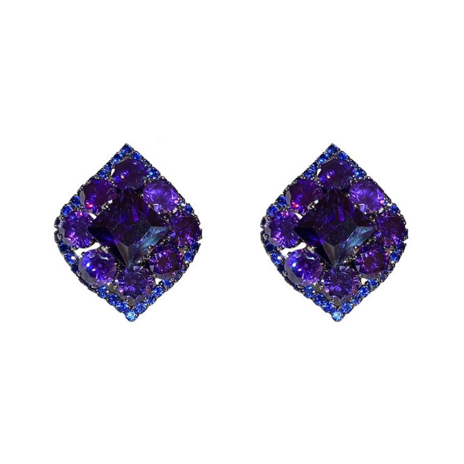 KLUHLLMO Inlaid Zircon Fashion Temperament High End Light Purple Ear