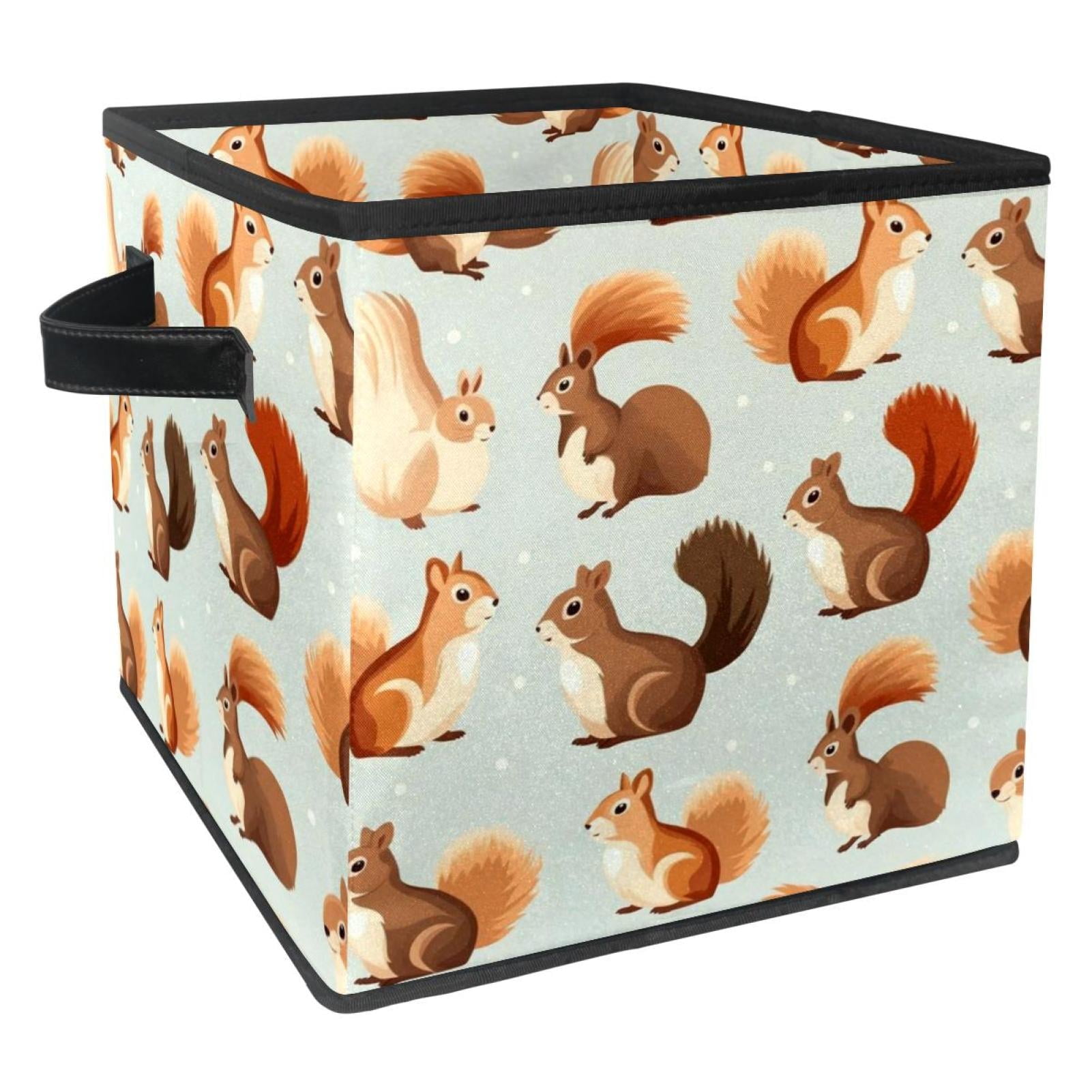 KLURENT Cute Squirrel Toy Box Chest Collapsible Sturdy Toy Clothes ...