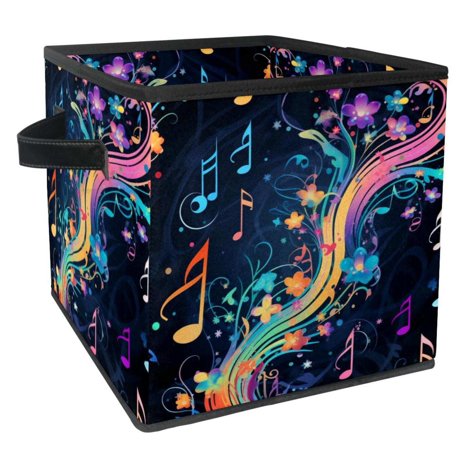 KLURENT Musical Note Toy Box Chest Collapsible Sturdy Toy Clothes Storage Organizer Boxes Bins